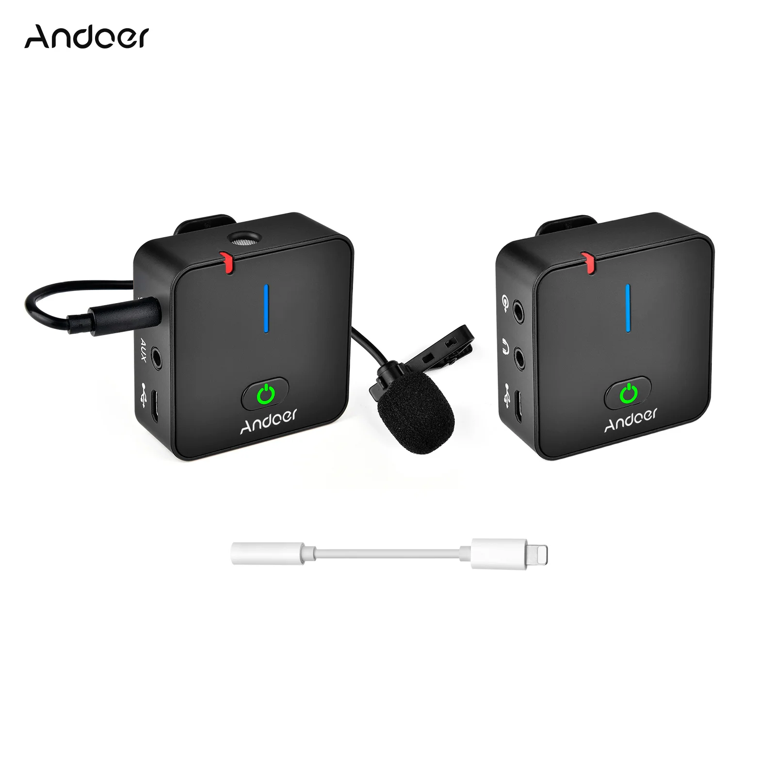 

Andoer MX5 2.4G Wireless Recording Microphone System Clip-on Lavalier Mic 50M Effective Range for Type-C & 3.5mm Smartphone DSLR