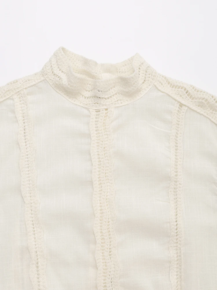 Женский винтажный топ с воротником-хомутом и пуговицами на спине