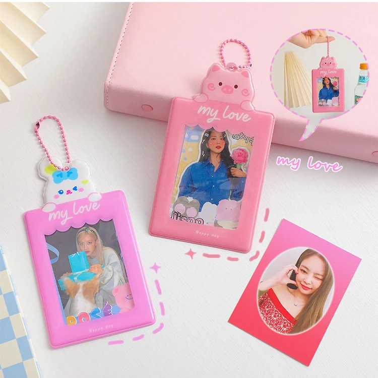 

Держатель для фотокарт с мультяшным медведем Kawai, 7,6x10,4 см, защитный чехол для автобусной карты, удостоверения личности, банковской карты, ми...