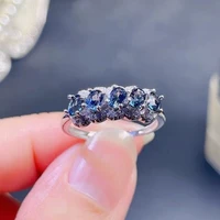 meibapj many stones natural london blue topaz fashion simple ring for women real 925 sterling silver fine wedding jewelry