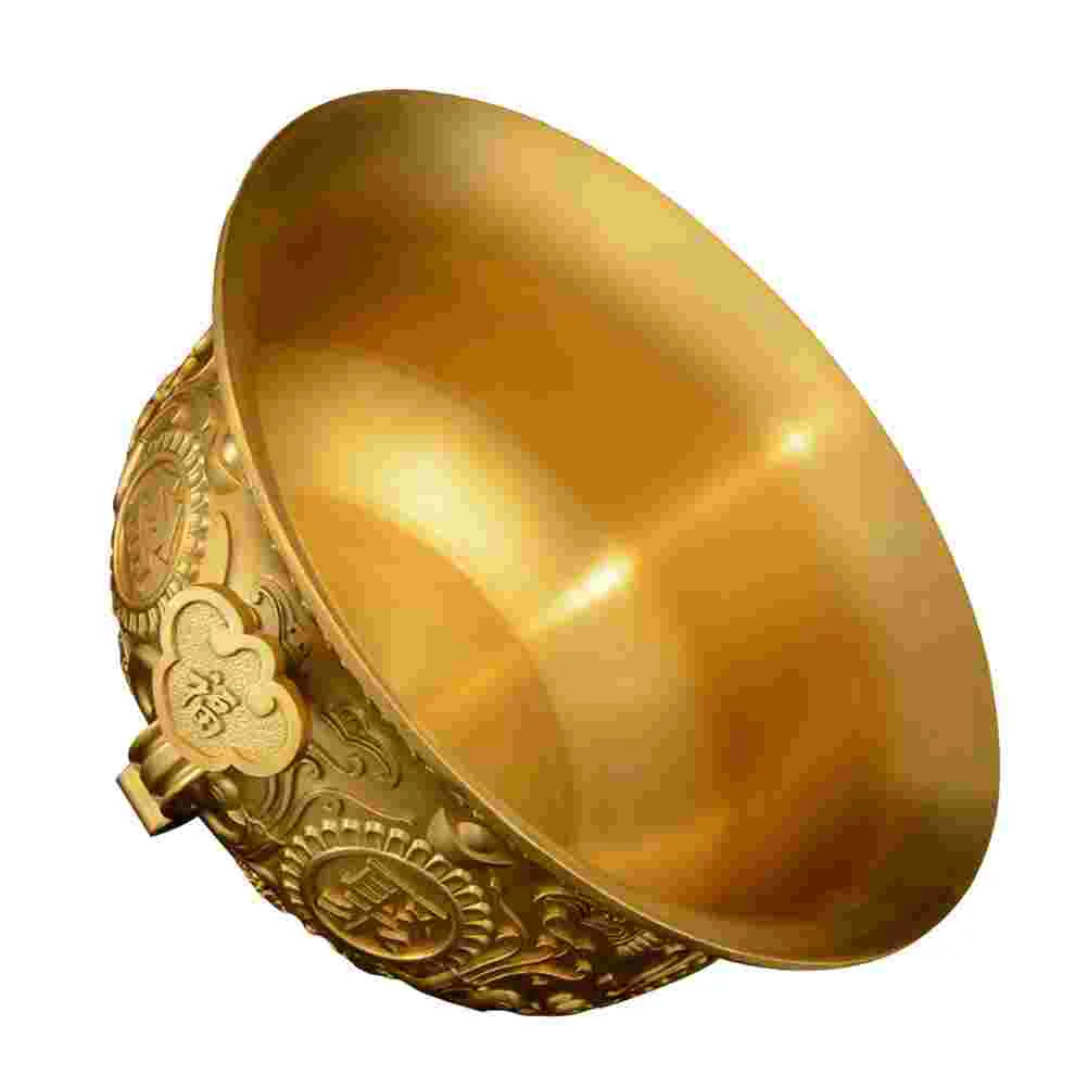 

Bowltreasure Offering Brass Basin Copper Golden Decoration Chinese Money Incensegold Decorative Desktop Metal Cornucopia