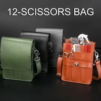 leather salon barber hairdressing scissors holster 12 scissors pouch bag comb shear for pet groomers hair stylist tools bag