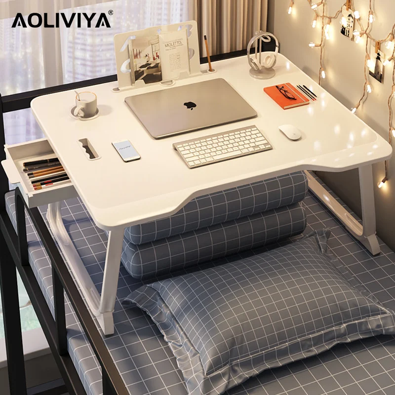 

AOLIVIYA Bed Small Table Dormitory Laptop Table Foldable Table Simple Student Bedroom Home Children Lazy Desk ShuangHong 2023