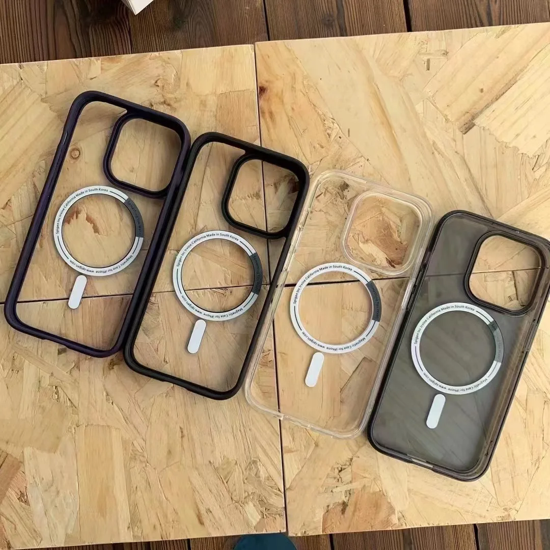 100%Original Spigen Clear Magnetic For Magsafe Wireless Charge Case For iPhone 14 Plus 13 12 Pro Max Transparent Hard Back Cover