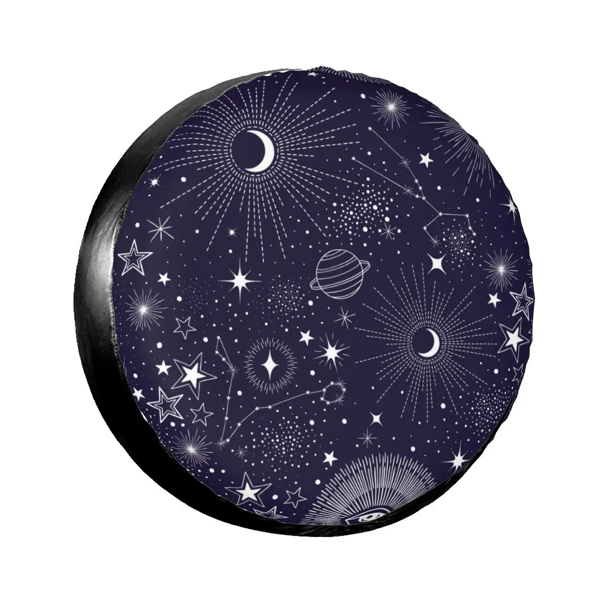 

Чехол для автомобильных запасных шин, чехол из полиэстера с изображением звезд, солнца, луны, созвездий, планеты и глаз, защитный чехол для а...