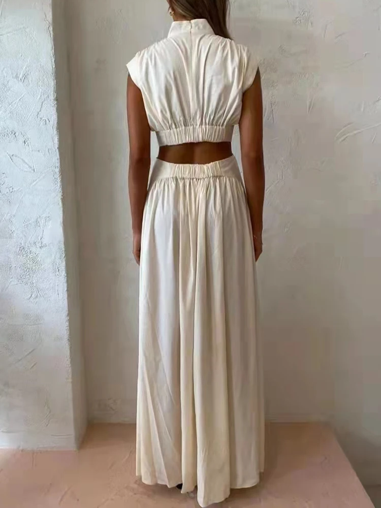 Женское платье-миди без рукавов VGH однотонное платье с вырезом стоячим