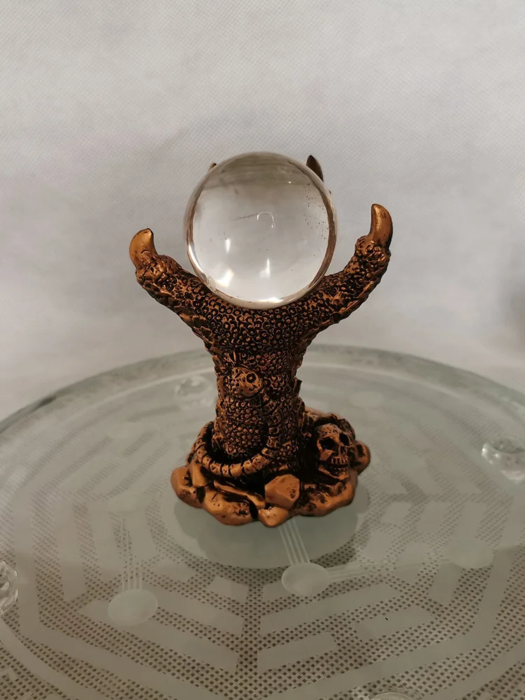 

Resin Dragon Claw Shape Crystal Ball Base Retro Rough Stone Jade Ball Stand Holder Home Office Desk Crafts Ornament Gift Present