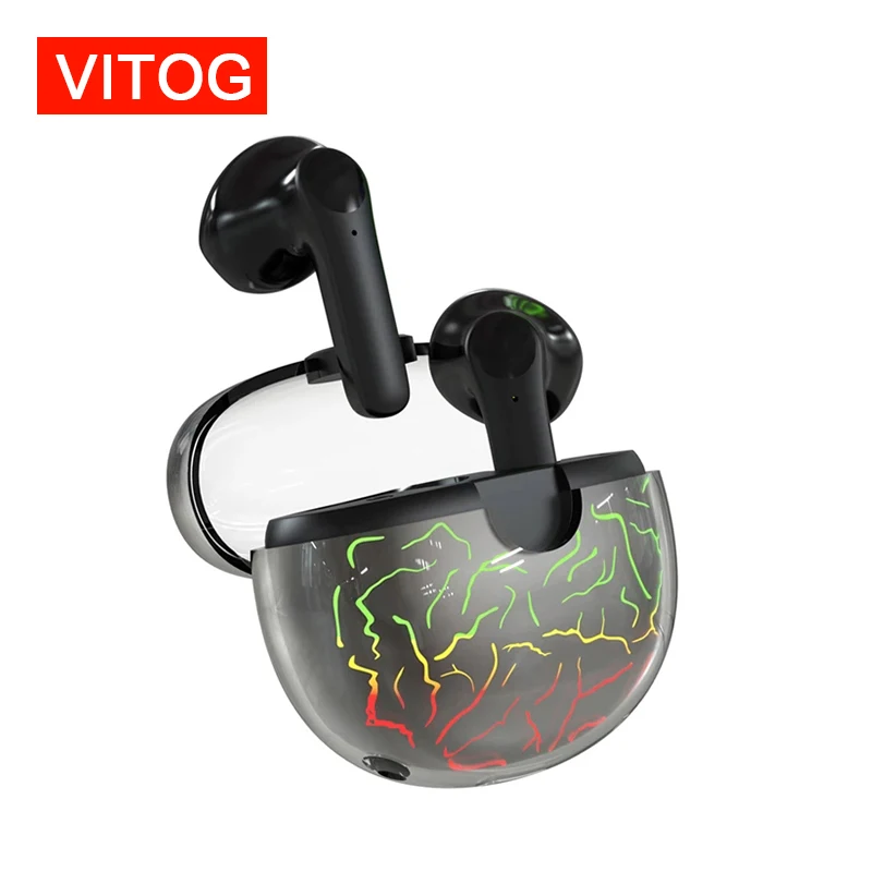 

VITOG TWS Cool Wireless Headphones Colorful Breathing Light Appearance Semi-in-ear Sports Noise Cancelling Gaming Headset VG58