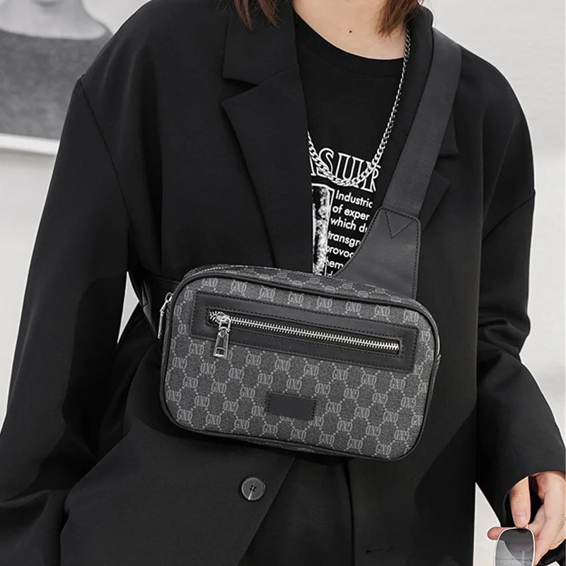 new fashion mens bag luxury brand designer single shoulder chest bag leather male crossbody chest pack street small sling bag free global shipping