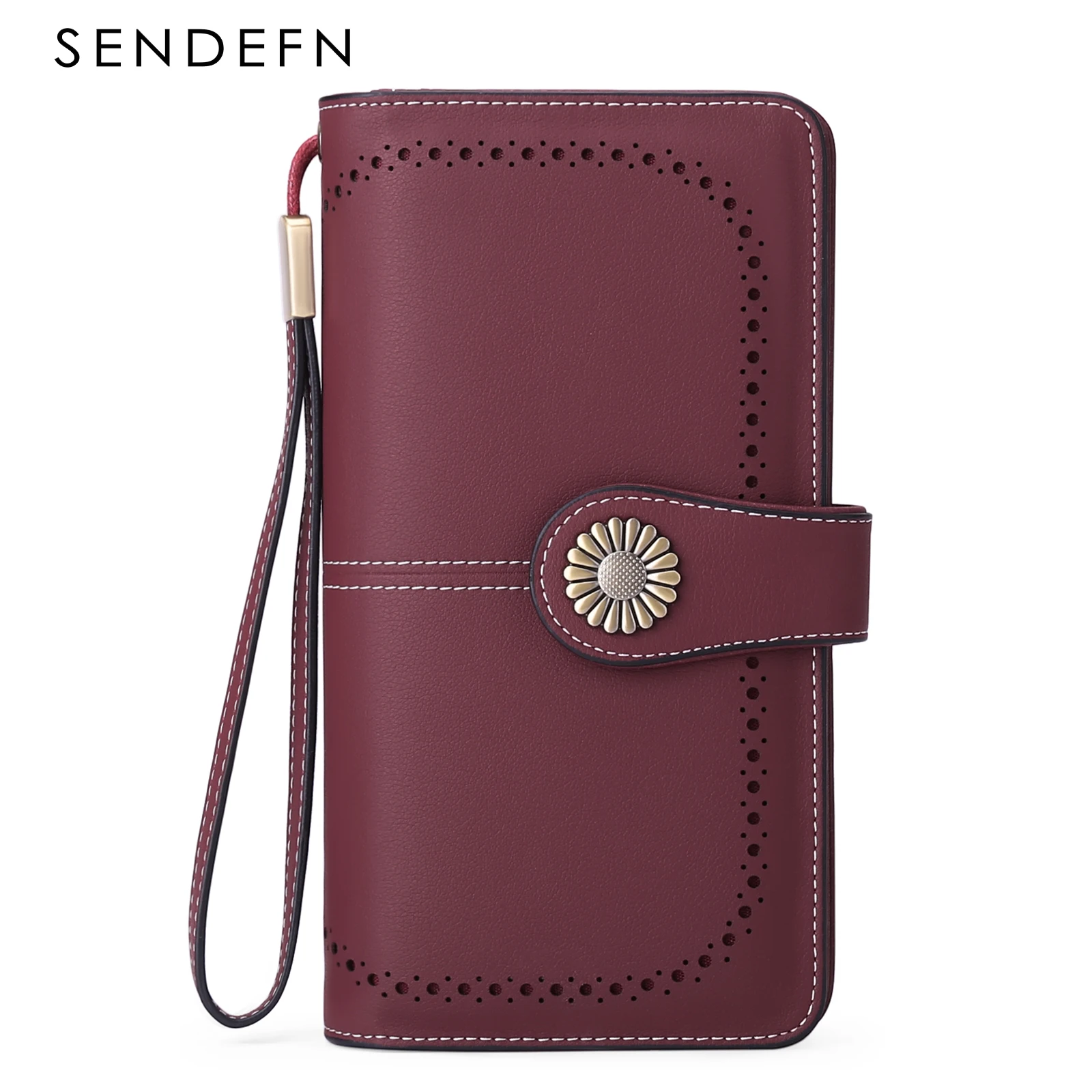 Women PU Leather Long Wallet Vintage Coin Purses Large Capacity Cellphone Clutch Card Holder Ladies Zipper Purse