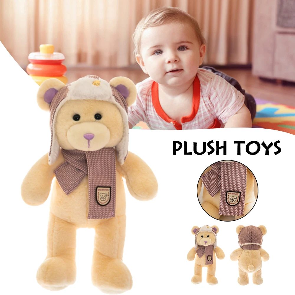 

Плюшевые игрушки для новорожденных, мультяшный медведь с шапочкой, игрушка для раннего развития для детей, плюшевые Фигурки для девочек, уд...