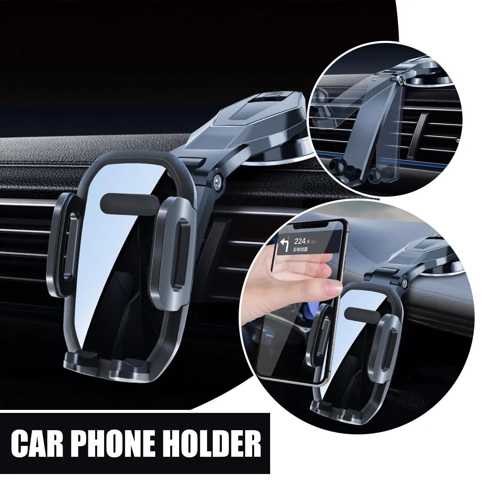 

Phone Holder Car Smartphone Black ABS Mounts Gps Accessories Stand Support Interior Supplies Navigator Cradle Parts Dashboa J8V0