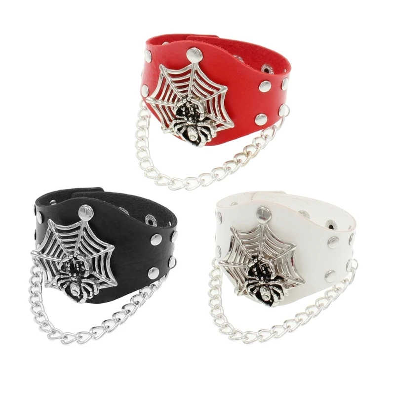 

Кожаные браслеты Панк-браслеты Регулируемая цепочка Готические браслеты-манжеты Браслеты