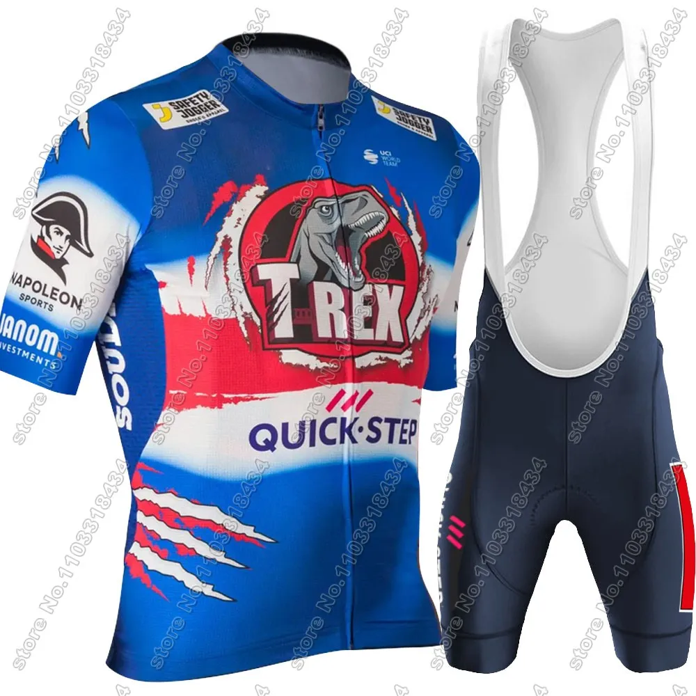 Фото Soudal T-REX 2024, комплект велосипедного трикотажа Quick Step, одежда, мужские летние рубашки для шоссейного велосипеда, костюм, велосипедные шорты-комбинезоны Maillot №1