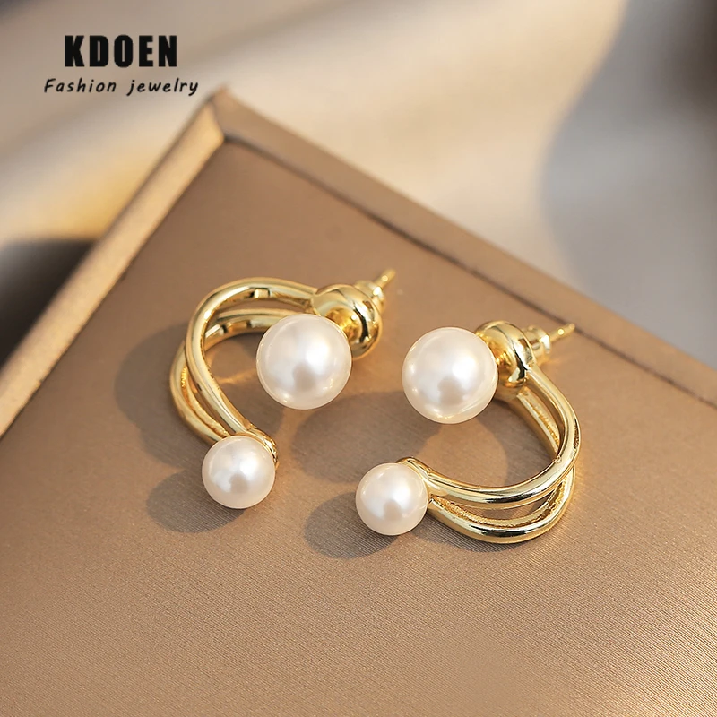 Новинка 2022 Классические Висячие золотые серьги с имитацией жемчуга на спине