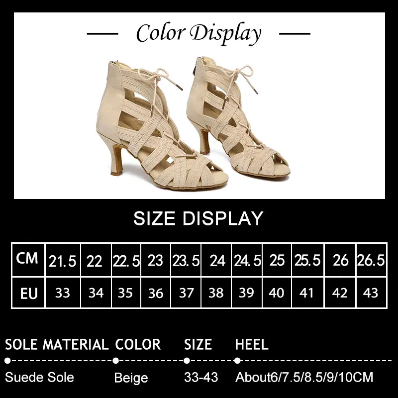 SWDZM Latin Dance Shoes Women Dancing Shoes Ladies Hollow out Ballroom Dance Boots High Heels Salsa Tango Dance Shoes Indoor