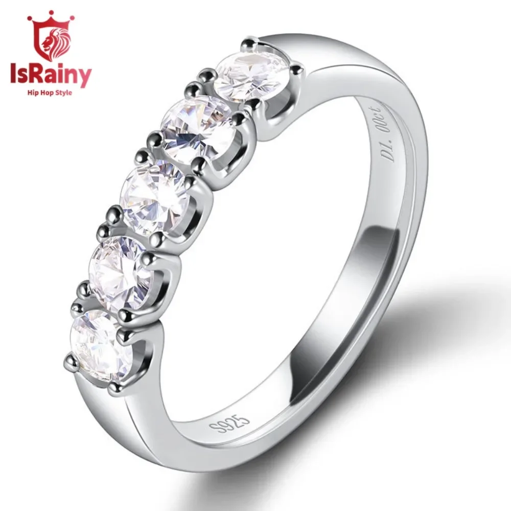 IsRainy Pass Diamond Test D Цвет 3 5 мм Круглая огранка Кольца с муассанитом для женщин и