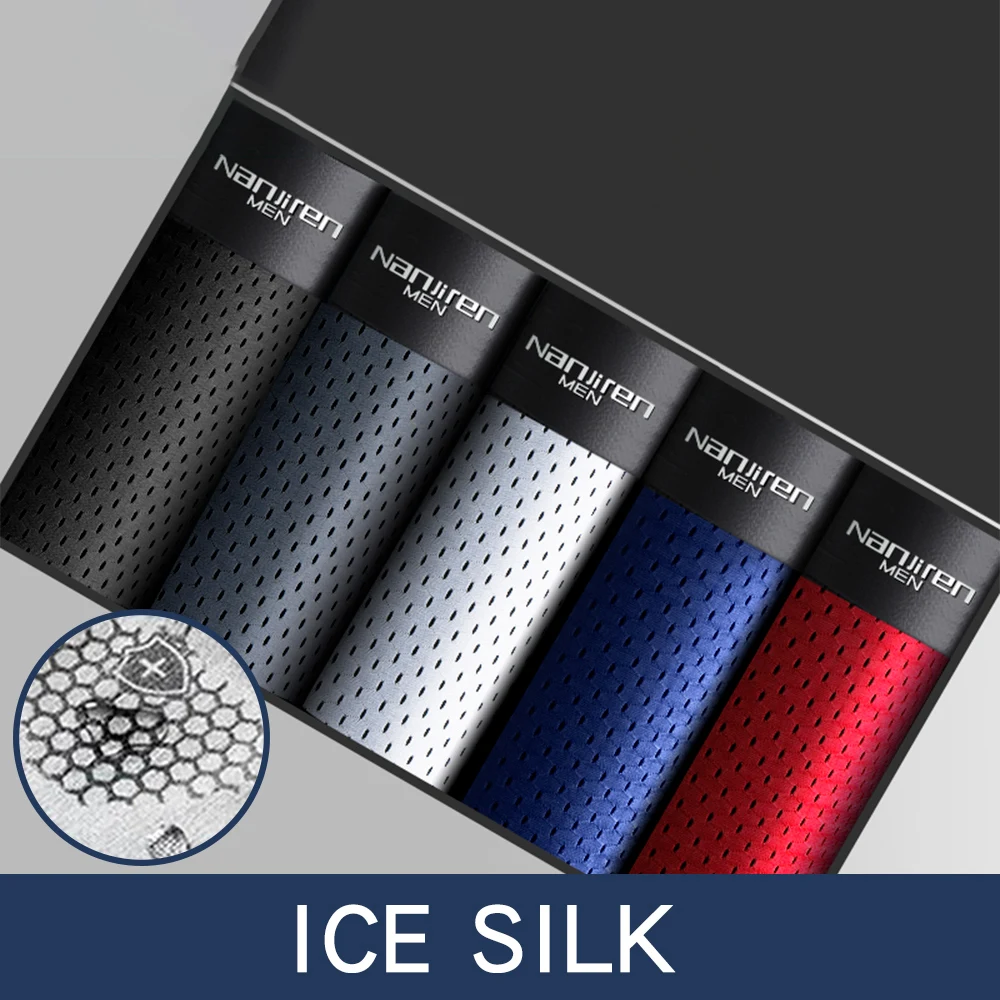 Boxers Men Ice Silk Mesh Boxer Shorts Underwear men Men's panties Boxers Homme Boxershorts Plus Size Panties Sexy Underpants
