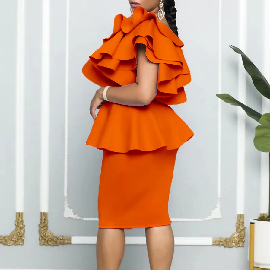 Plus Size Frock For Women One Shoulder Formal Cloth 2023 Summer Trendy Evening Party New Midi Dress Lady Luxury Long Robes