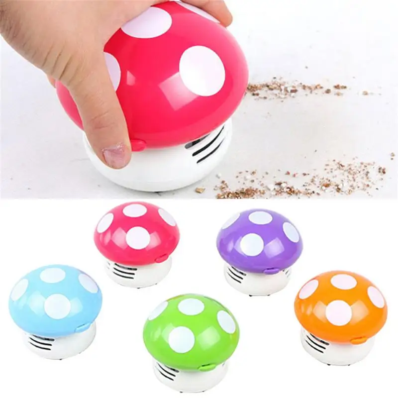 

Cute Mini Desk Table Corner Vacuum Cleaner Sweeper Mushroom Shaped Handheld Keyboard Sucking Eraser Crumb Scraps Of Paper