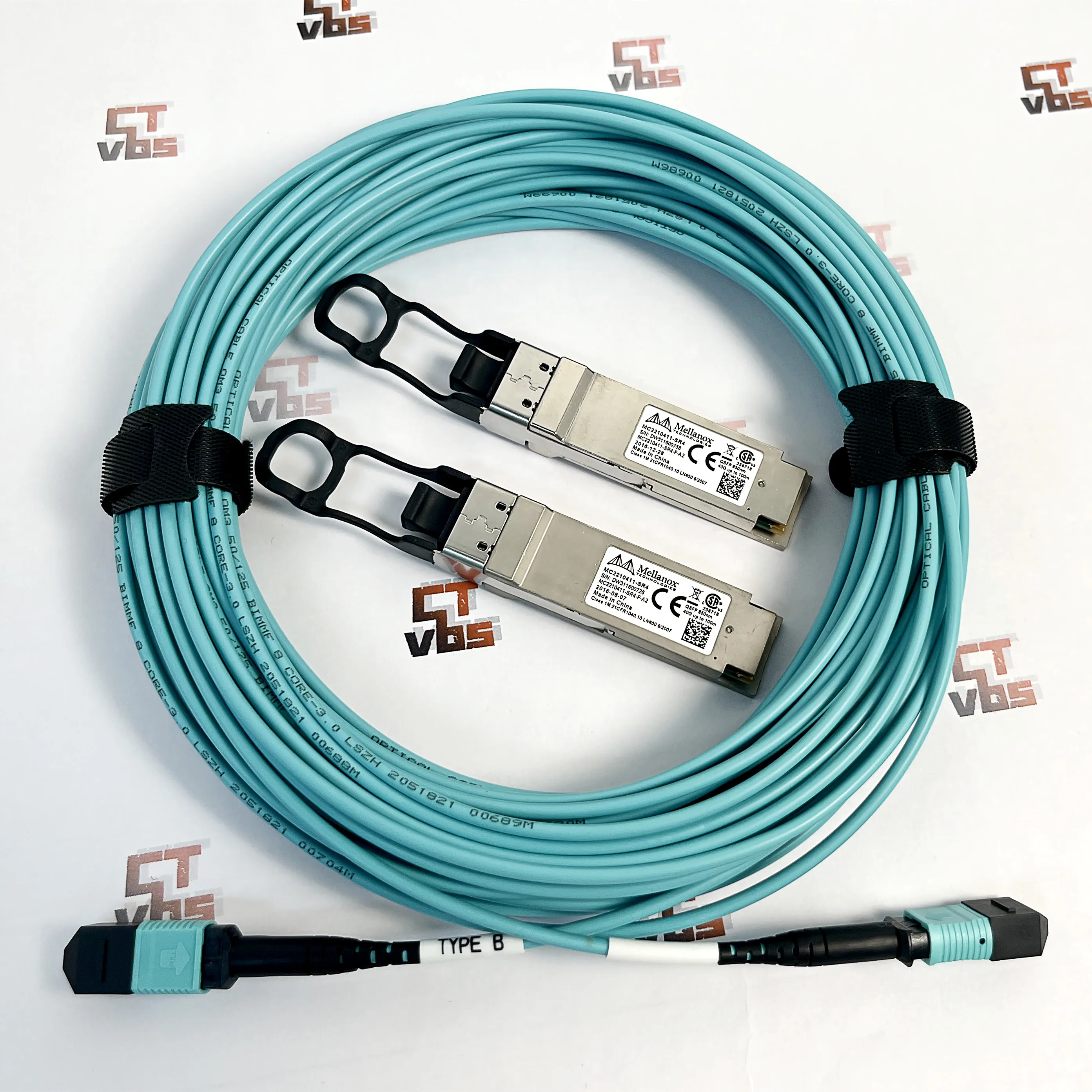 20M MPO Cable + 40Gb Transceiver 8 Fiber MPO-MPO Multi Mode Type B OM3 Fiber Optic Module+ Fiber Cable