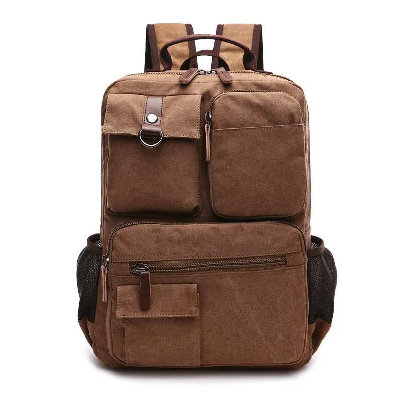 

Men Laptop Canvas Backpack Rucksack Travel School Bags for Teenage Male Solid Colors Business Casual Computer Bagpack