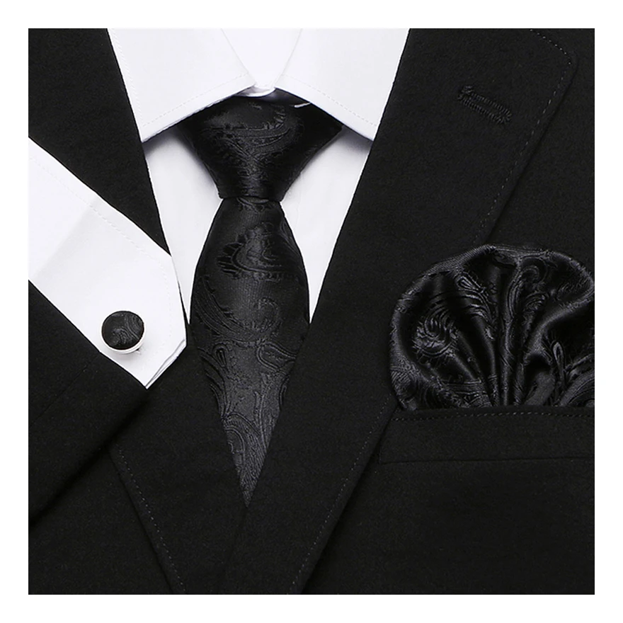 Top grade Hot sale Tie Handkerchief Pocket Squares Cufflink Set Necktie Printed Wedding  Tie