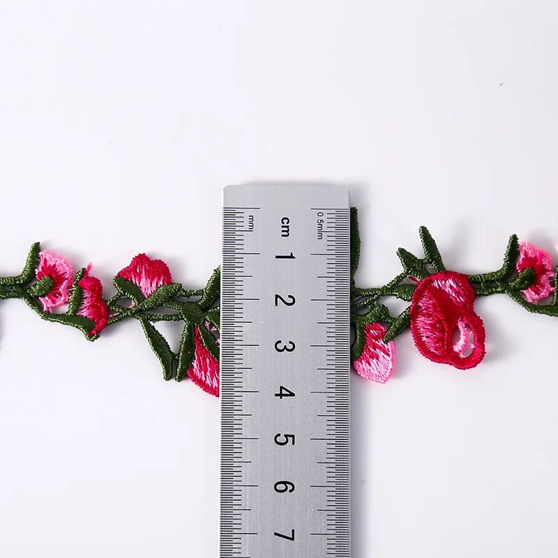 5 ярдов 4 см широкая розовая синяя кружевная отделка Крафтовая Цветочная