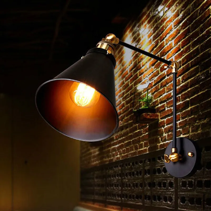 

Industrial Vintage Wall Lamps Simple style Wall Lights LOFT Little Umbrella Double Arm Bedside Lamp Restaurant Light Fixtures