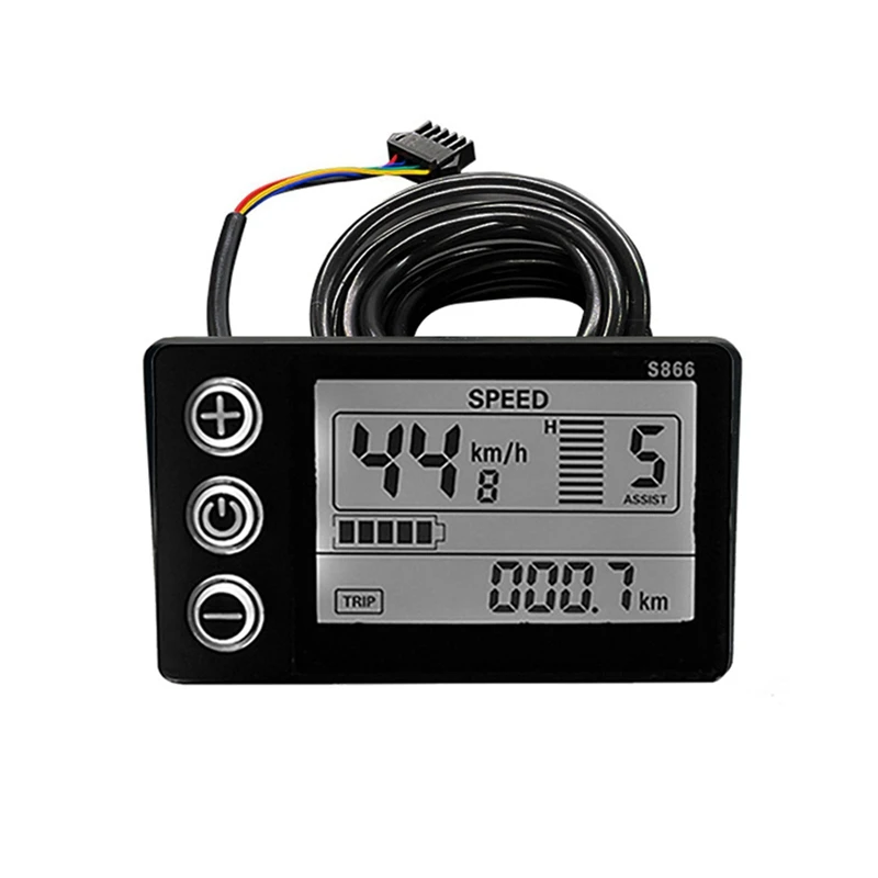 

2X Electric Bicycle Display 24V/36V/48V SM Connector LCD Display S866 Controller Panel Dashboard For Electric Bicycle