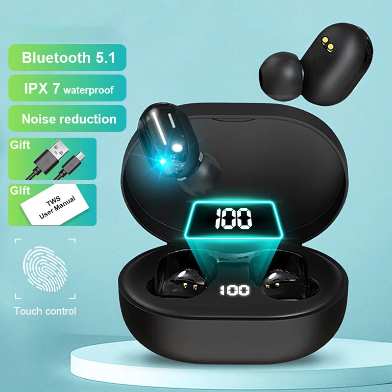 

TWS Wireless Bluetooth Headphones Earphones HiFi Stereo Waterproof Sports Headset Gamer Noise Reduction For All Smart Phone