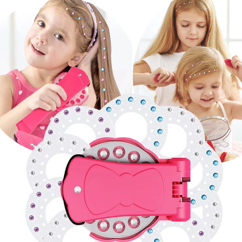 

Shining Diamond Hair Decoration Stapler Machine Jewel Toy Kit Girls Performance Gems Decoration Play House Hair Sticker Toys