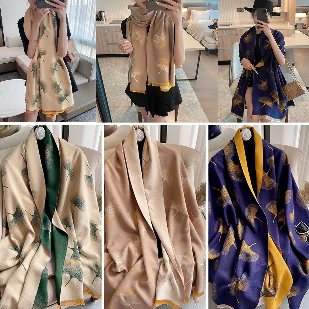 

Новый теплый зимний шарф, кашемировые женские шали с принтом, женский платок, плотное мягкое одеяло, головной платок, мода 2023