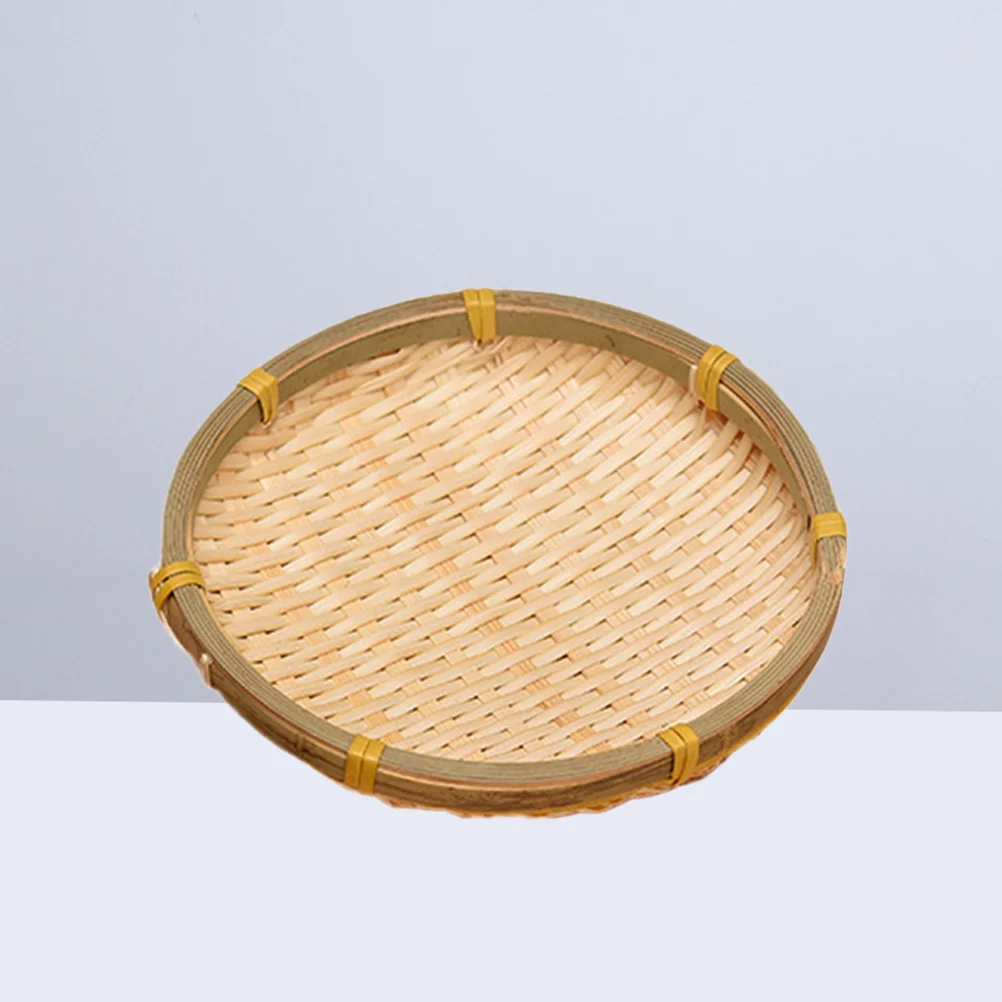 

Basket Tray Wall Bamboo Decor Serving Rattan Woven Wicker Fruit Round Baskets Bread Platter Storage Snack Picnic Vegetable