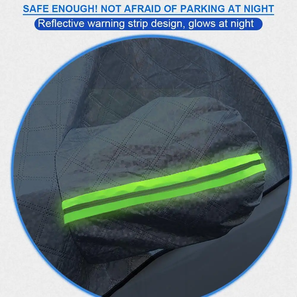 

Winter Anti And Anti-frost Car Front Windshield Sewn Car Cover Half Car Extended W6j4