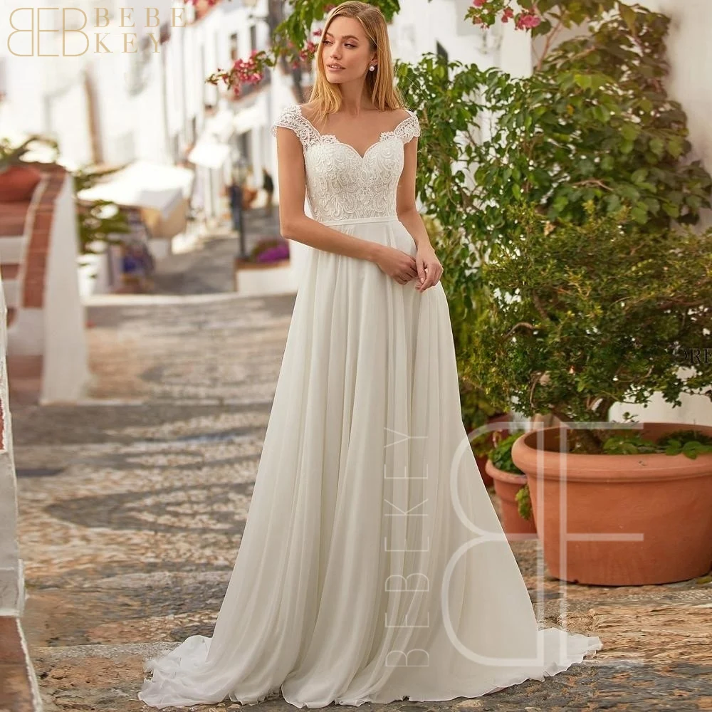 

Белое шифоновое свадебное платье для особых событий, длинное платье с V-образным вырезом, а-силуэт, элегантное женское платье стробы, для невесты, женщины, 2024