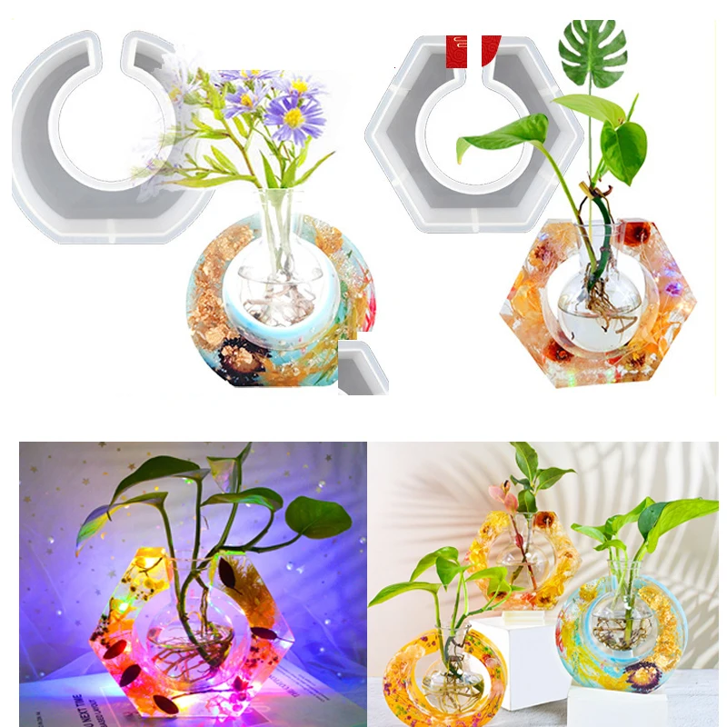 

Силиконовая форма для вазы «сделай сам», креативная гидропонная фотоформа, Овальный квадратный цветочный горшок, гипсовый штукатурный бетонный пресс-инструмент