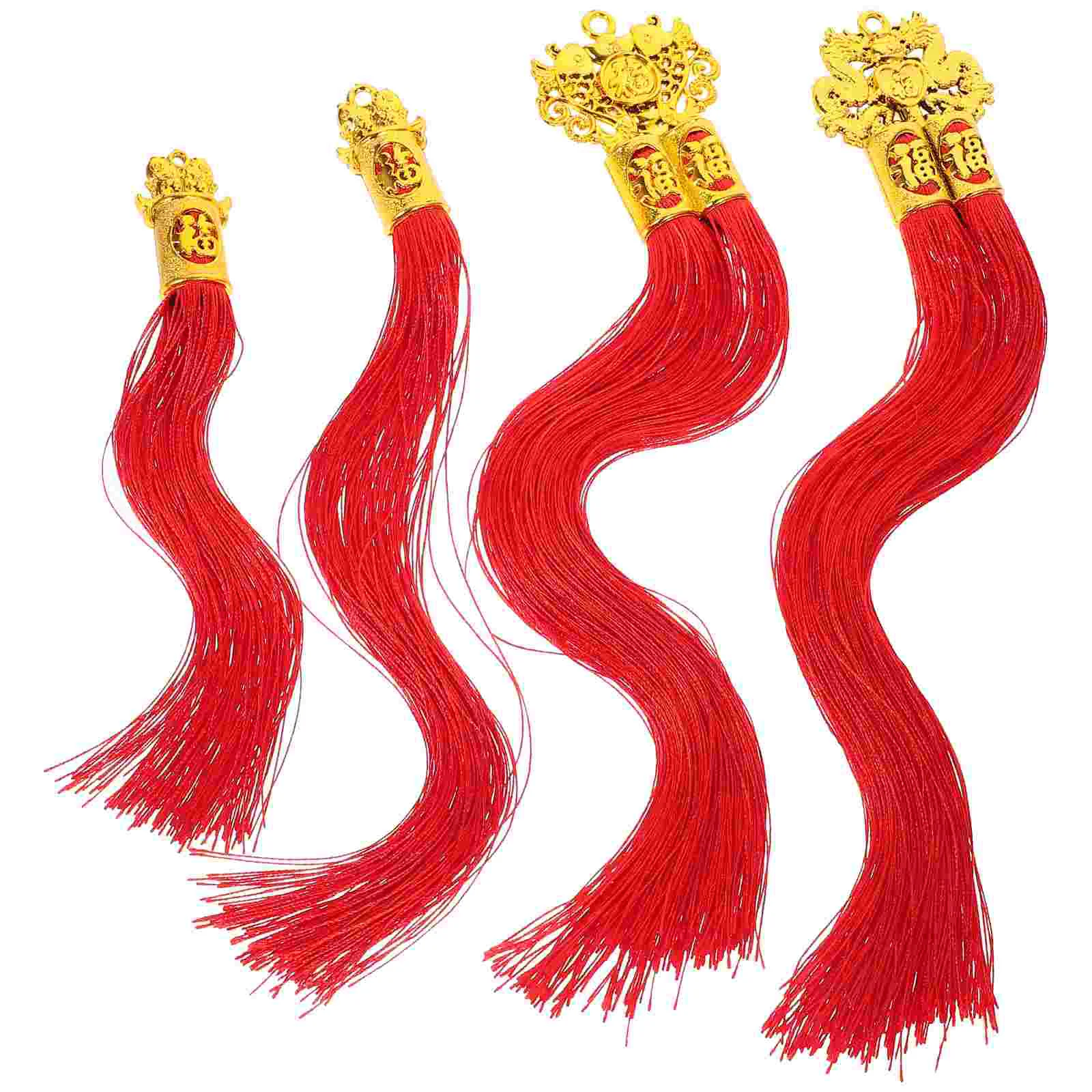 

4 Pcs Dragon Charm Pendants Fish Heads Charms Zodiac Fringe Tassel DIY Making Accessory Chinese Decors Decorations