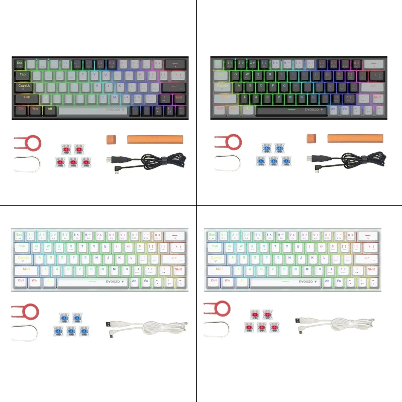 

Механическая клавиатура с RGB-подсветкой, 63 клавиши, BT5.0, 2,4G, проводная беспроводная клавиатура Hot Swap