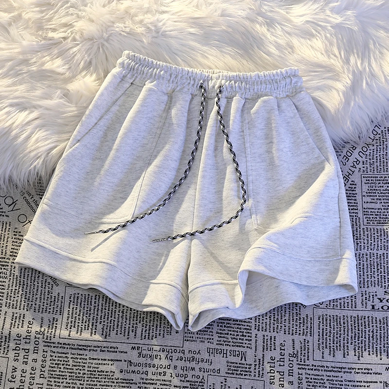 2023 Summer Casual Sports Shorts For Women Clothing Slim Home Pajamas High Waist Wide Legs Large Size Pockets Shorts AC376
