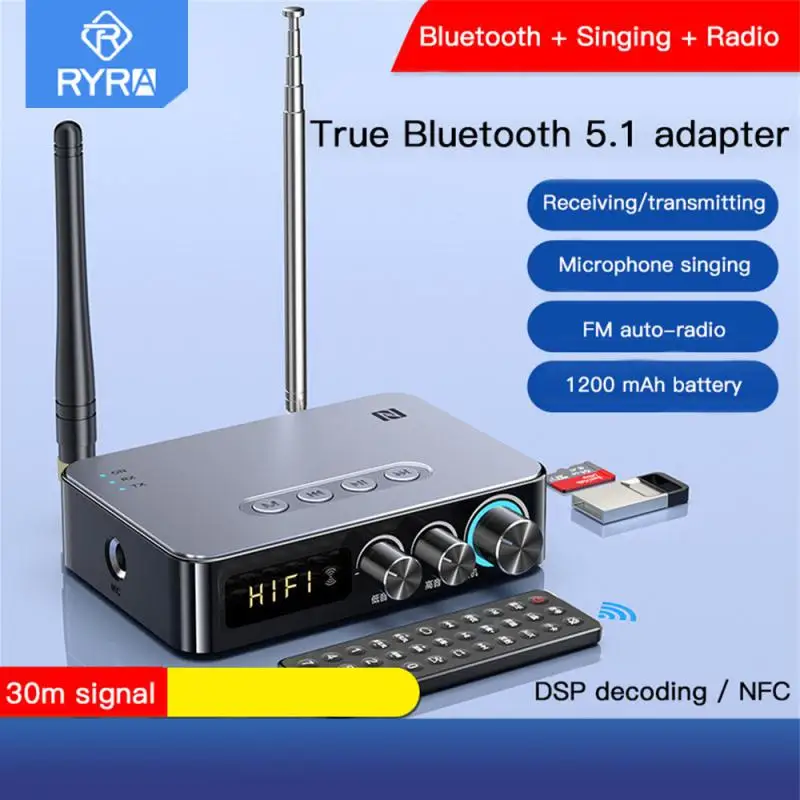 

RYRA Bluetooth5.1 Audio Transmitter Receiver RCA AUX Jack USB Dongle Music NFC Touch Wireless Adapter With Mic For PC TV Speaker
