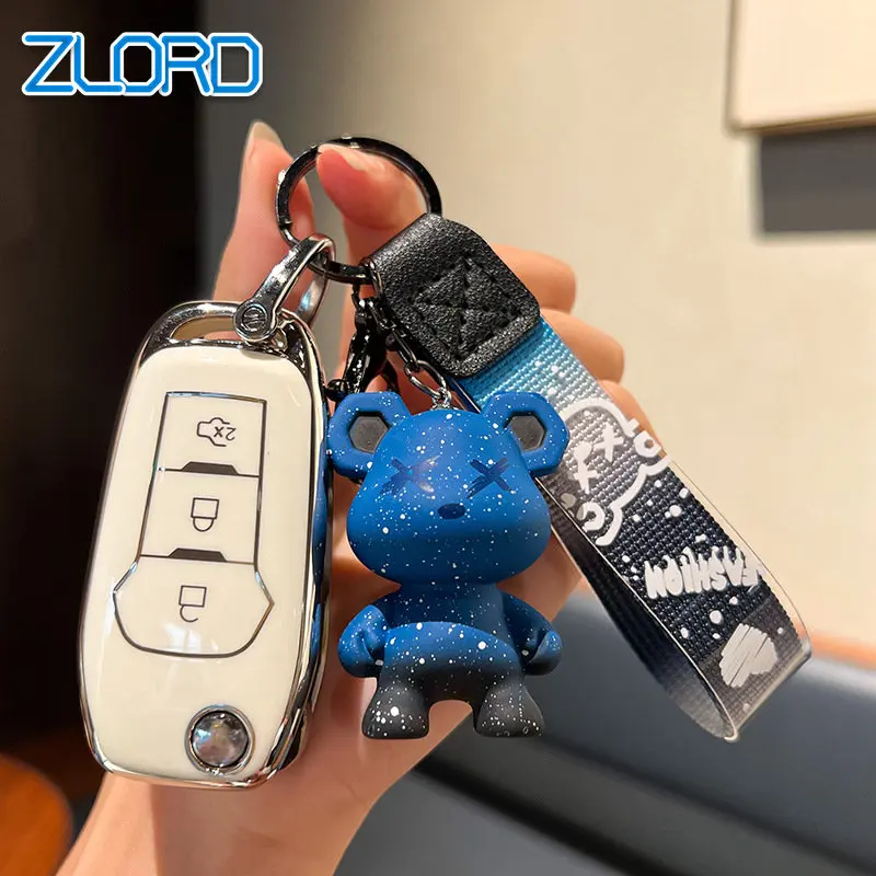 

Мягкий чехол для автомобильного складного ключа из ТПУ для Ford Fusion Fiesta Escort Mondeo Everest Ranger, 3 кнопки, автомобильные аксессуары для ключей