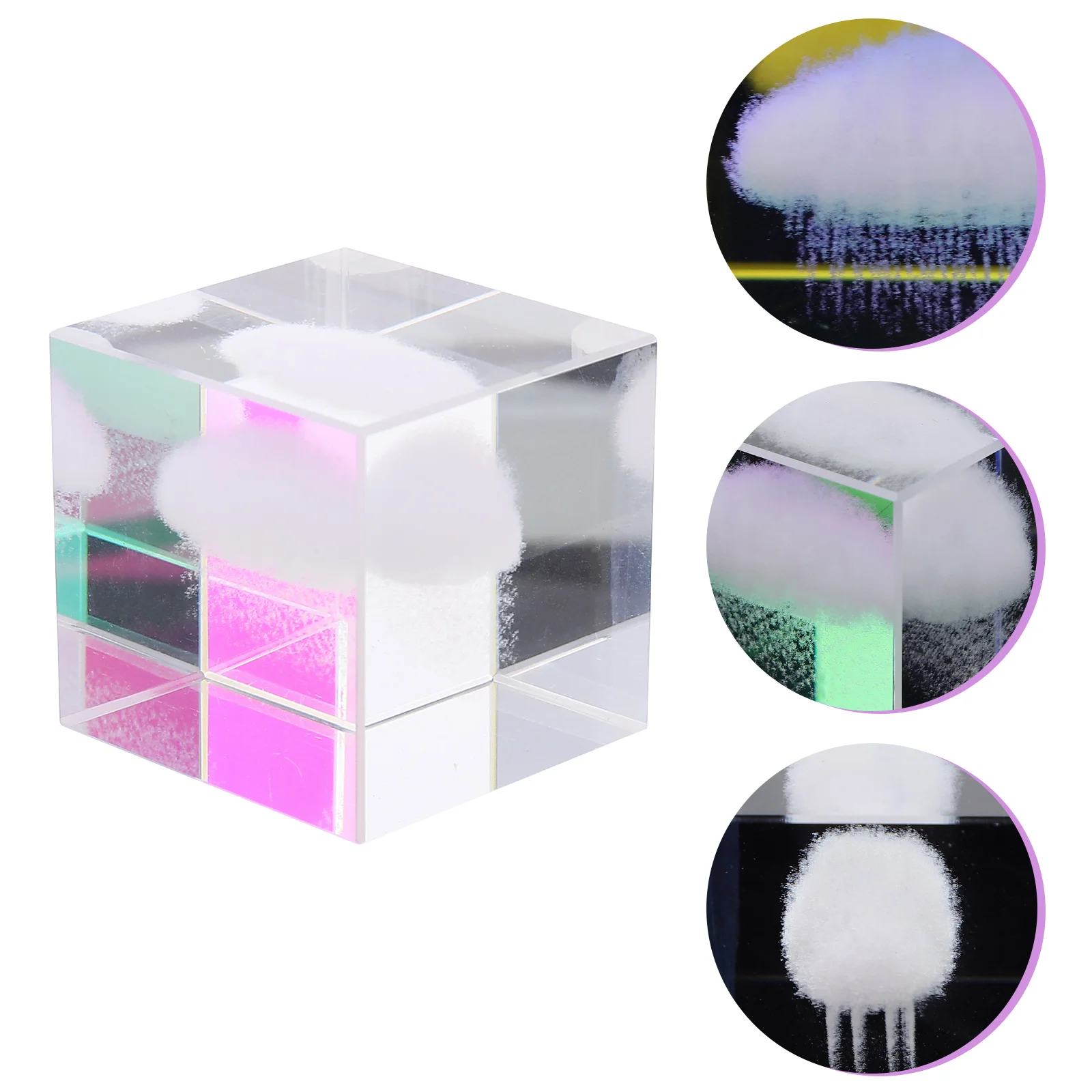 

Crystal Cube Paperweight 3D Cloud Weather Engraved Carving Block Rain Heart Figurines Forecaster Barometer Model Ornament Etched