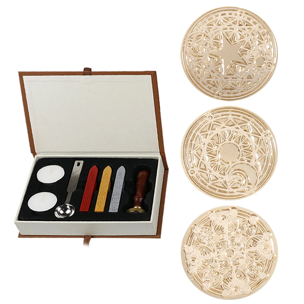

Fire Painting Stamp Wax Sealing Stamping Gifts Box Set for Retro DIY Manual Book DIY Scrapbook Stamping Supplies