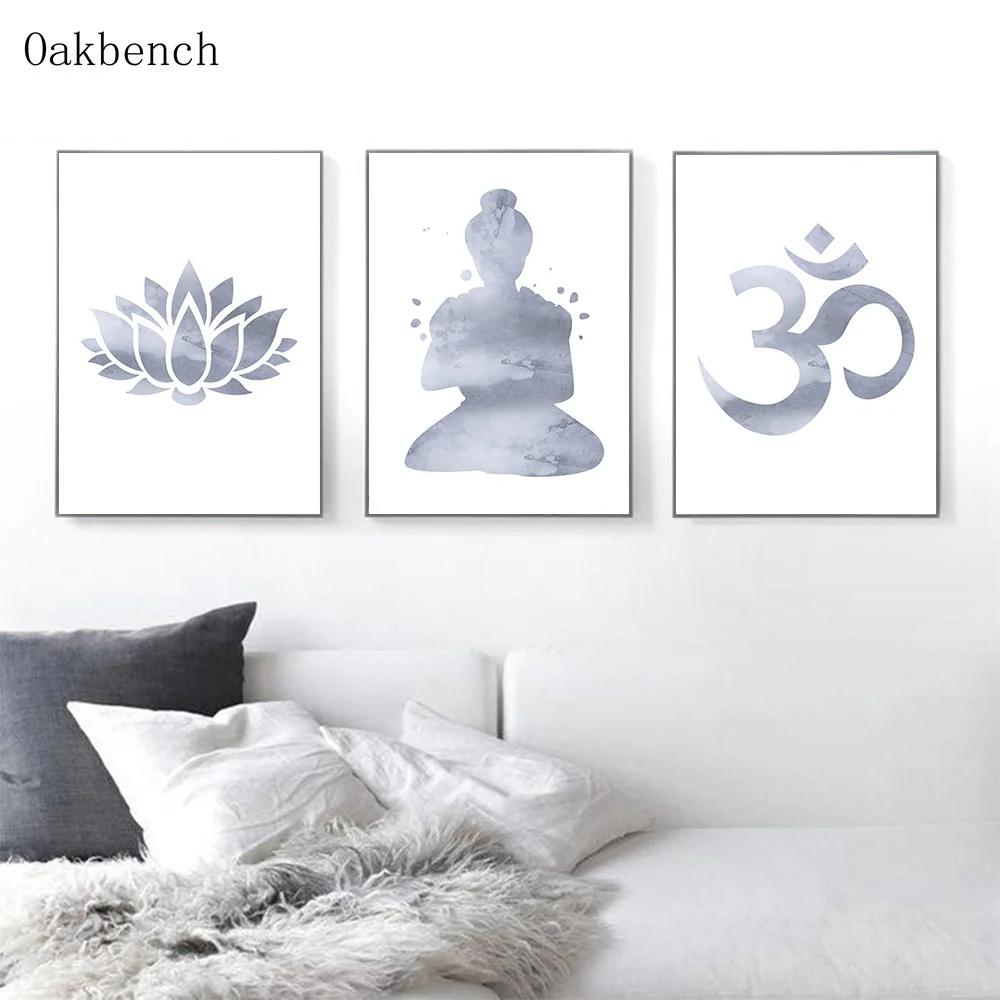 Abstract Buddha Ohm Lotus Symbol Canvas Painting Buddhist Print Poster Modern Picture Zen Yoga Living Room Home Interior Decor |
