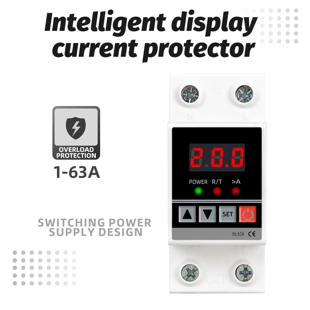 

Residential Usage 230VAC 63A Digital LCD Measuring kWh Meter Wattmeter Over and Under Current Protector Limit Current Protector