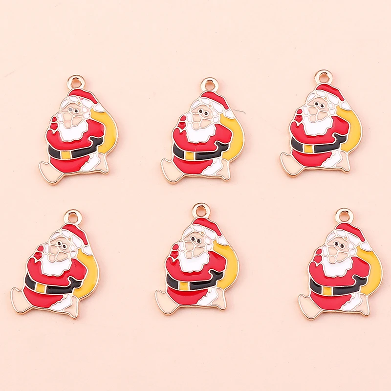 

10pcs Cartoon Santa Claus Charms Enamel Christmas Charms Pendants for Jewelry Making Earrings Necklaces DIY Bracelet Accessories