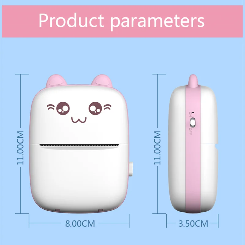 Portable Thermal Printer Mini Cat Print Paper Photo Pocket HD Printing Wireless BT 200dpi Android IOS Printers |