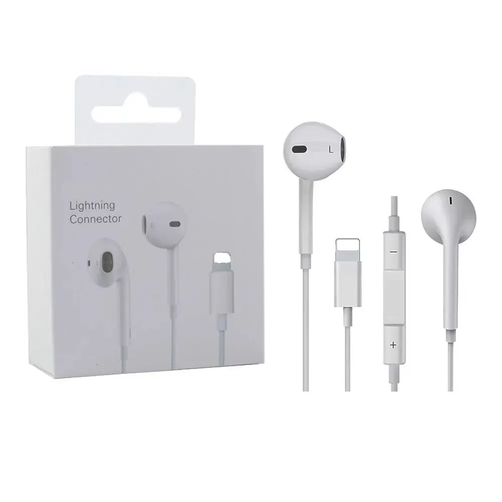 

Headphones With Microphone Wired Stereo Earbuds Earphones For iPhone 11 12 Pro Max In Ear Wire Pods Lightning Connector Earphone