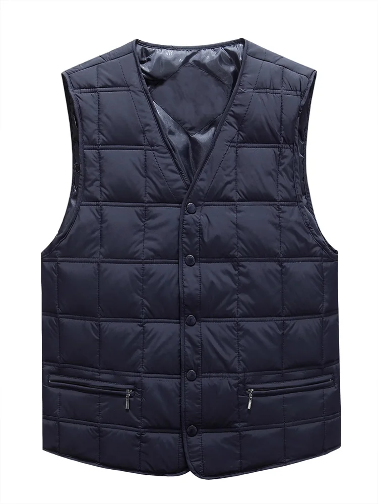 down Vest Men's Winter Plus size V-neck Lightweight Laminated Inner wear Waistcoat Liner Warm